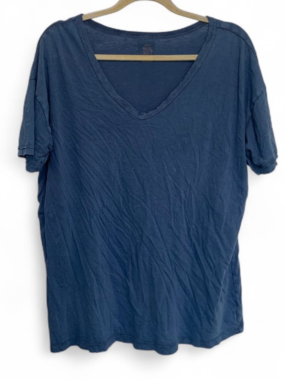Aerie Real Soft V-Neck Oversized Short Sleeve Tee in Blue